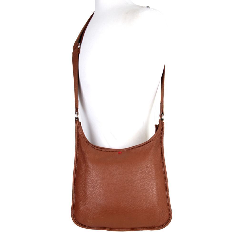 ROOMY ED Ellen Degeneres BROWN GENUINE LEATHER X-BODY SHOULDER BAG HANDBAG PURSE